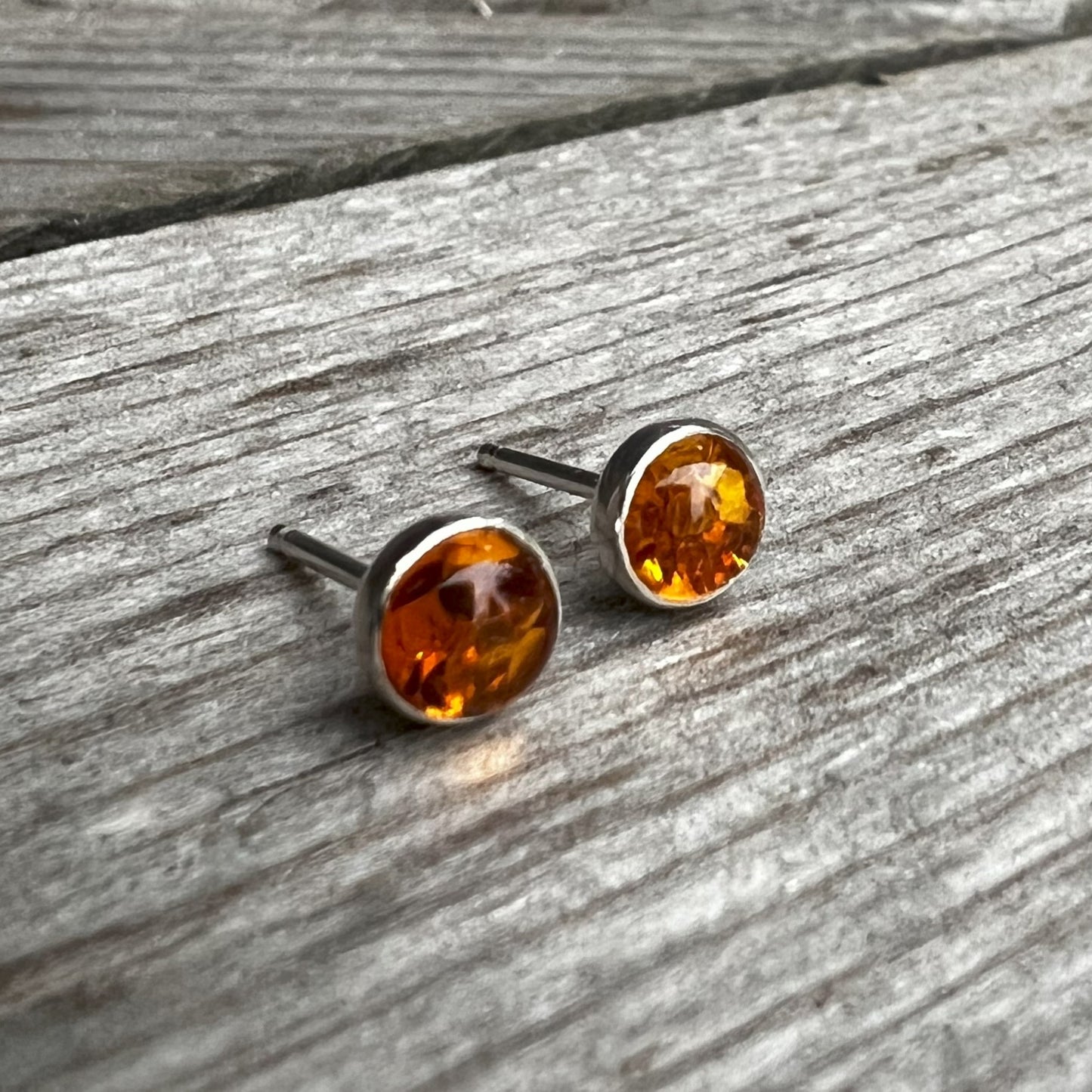 Amber Earrings in Sterling Silver side view