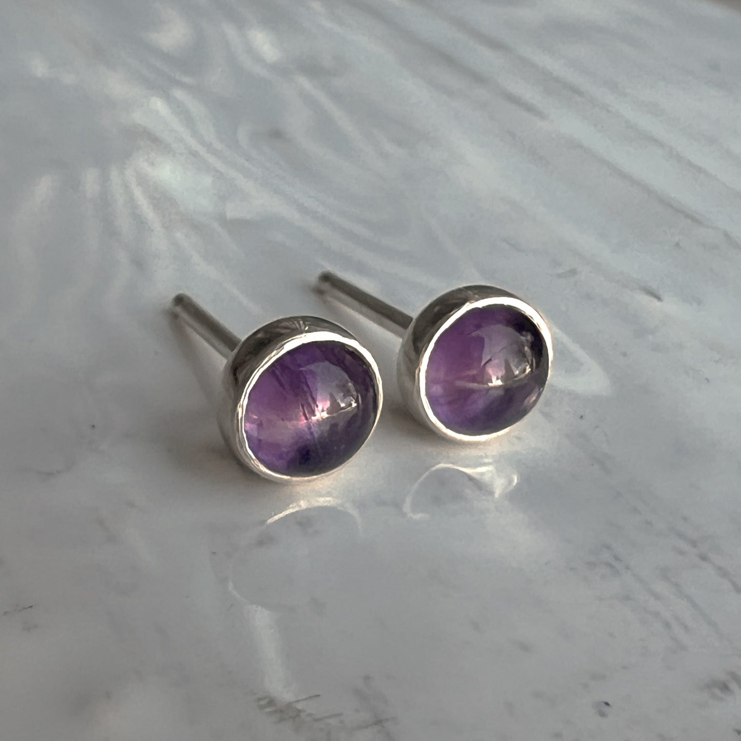 Amethyst Birthstone Earrings side view