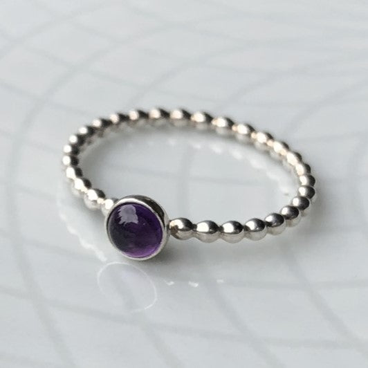 Small Amethyst Silver Ring