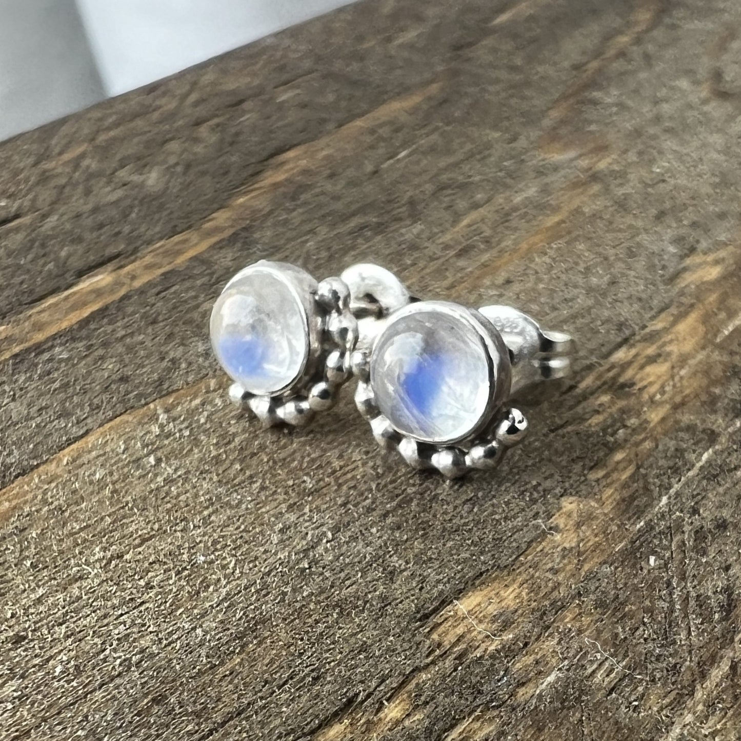 Sterling Silver Moonstone Earrings side view