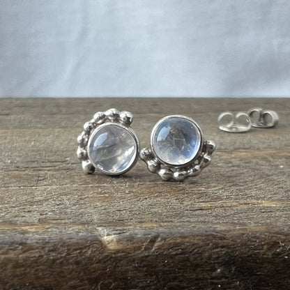 Sterling Silver Moonstone Earrings front view