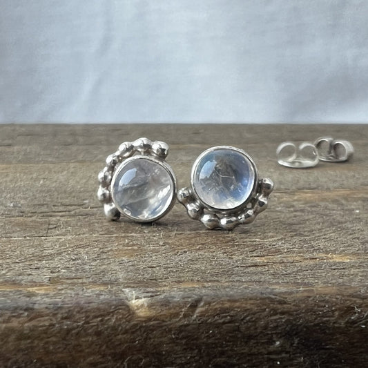 Sterling Silver Moonstone Earrings front view