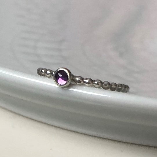 Mini Amethyst Silver Ring - Trisha Flanagan