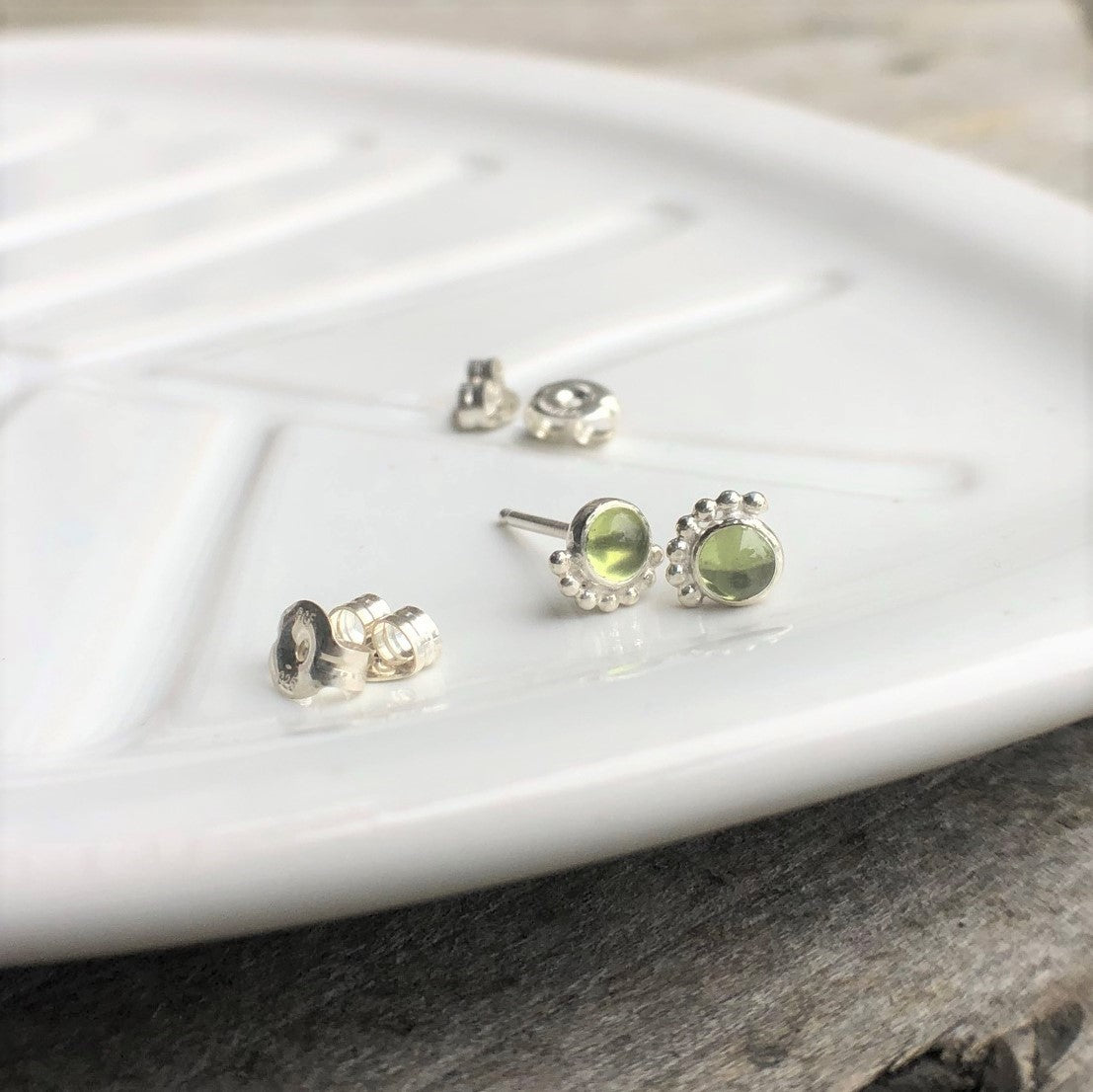 Peridot Eyelash Stud Earrings - Trisha Flanagan