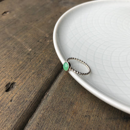 Large Chrysoprase Silver Ring - Trisha Flanagan